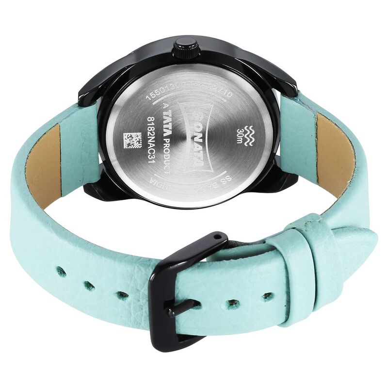 Sonata Unveil Quartz Multifunction Black Dial Leather Strap Watch for Women - image number 3