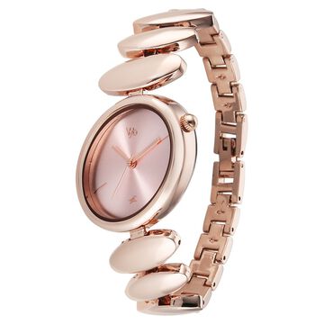 Vyb Successor By Fastrack Quartz Analog Pink Dial Rose Gold Metal Strap Watch For Girls