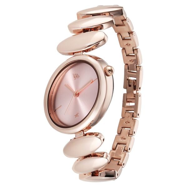 Vyb Successor By Fastrack Quartz Analog Pink Dial Rose Gold Metal Strap Watch For Girls - image number 2