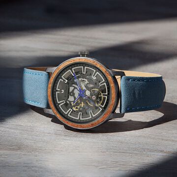 Titan Magnate Automatic Grey Dial Blue Leather Strap Watch for Men