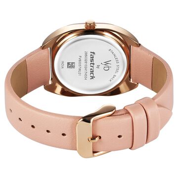 Vyb Muse By Fastrack Quartz Analog Pink Dial Leather Strap Watch For Girls