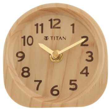 Titan Wooden Table Clock Light Brown Dial with Silent Sweep Technology