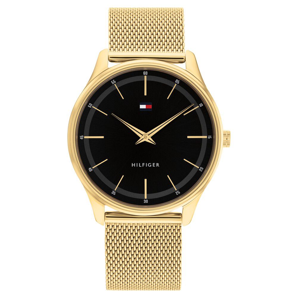 Tommy hilfiger black discount and gold watch