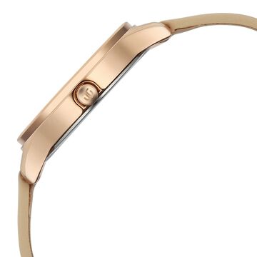 Titan Neo Quartz Analog Silver Dial Beige Leather Strap Watch For Women