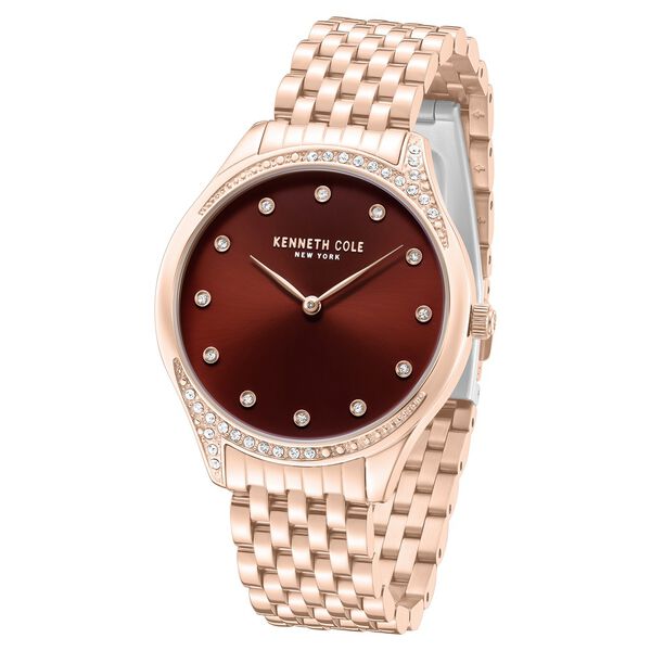 Kenneth Cole Quartz Analog Maroon Dial Rose Gold Colour Stainless Steel Strap Watch For Women - image number 1