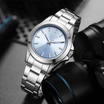 Sonata Poze Quartz Analog Blue Dial Silver Stainless Steel Strap Watch For Men