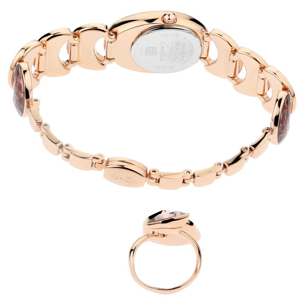 Titan Quartz Analog Rose Gold Dial Metal Strap Watch for Women