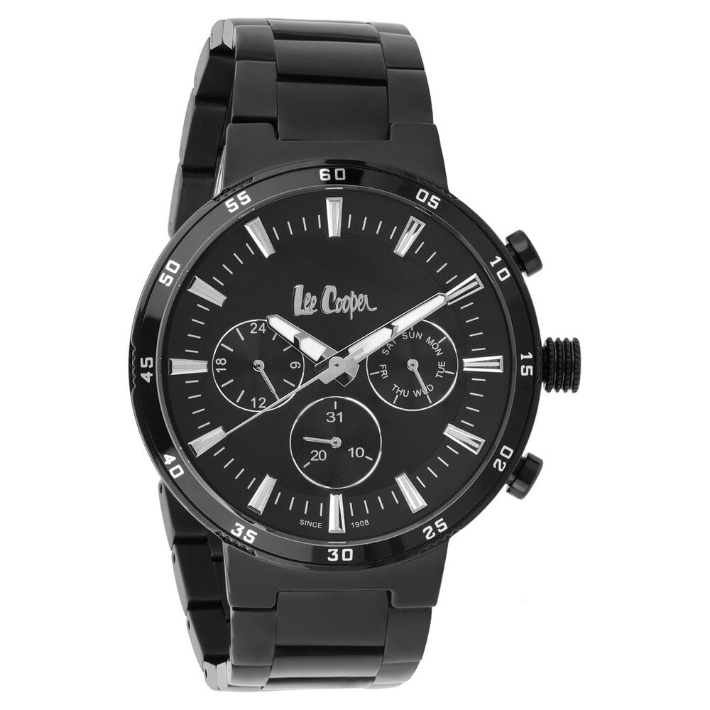 Buy Online Lee Cooper Quartz Multifunction Black Dial Metal Strap