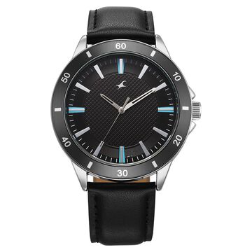 Fastrack Stunners X Quartz Analog Black Dial Leather Strap Watch For Guys