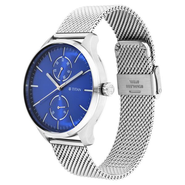 Titan Evoke Blue Dial Analog with Day and Date Stainless Steel Strap Watch for Men - image number 2
