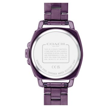 Coach Quartz Analog Purple Dial Stainless Steel Strap Watch for Women