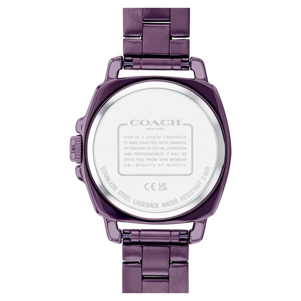 Coach Quartz Analog Purple Dial Stainless Steel Strap Watch for Women - image number 2