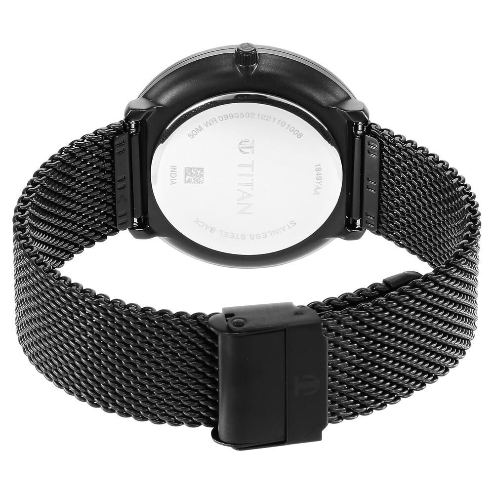 Buy Online Titan Black and Gold Black Dial Analog Stainless Steel Strap watch for Men ns1849nm02 Titan