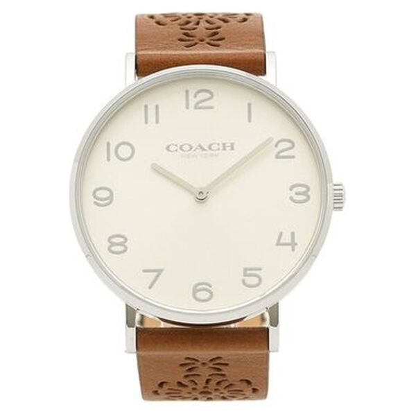 Coach Quartz Analog Champagne Dial Leather Strap Watch for Women - image number 0