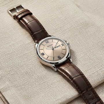 Titan Neo Arabic Analog with Day Date Beige Dial Brown Leather Strap Watch for Men