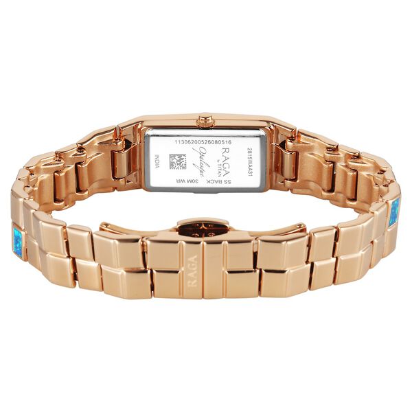 Titan Raga Opalesque Quartz Analog Multicoloured Dial Rose Gold Metal Strap Watch For Women - image number 4