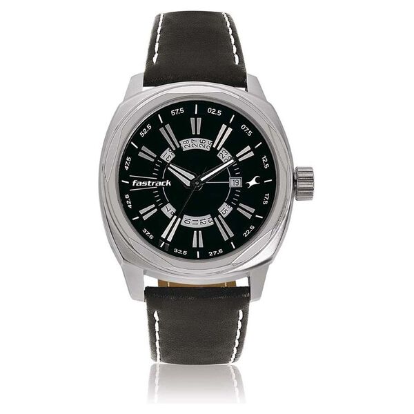 Fastrack Quartz Analog Black Dial Leather Strap Watch for Guys - image number 0