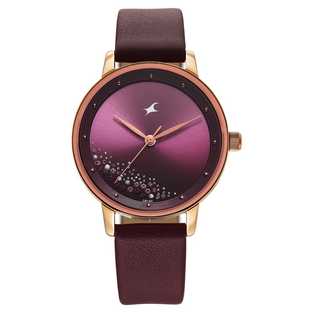 Fastrack Style Up Quartz Analog Maroon Dial Maroon Colour Leather Strap Watch For Girls-image-4