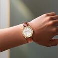 Titan Nebula Vintage 18k Gold Analog Diamond Studded Bezel Leather Strap Watch for Men - image number 6