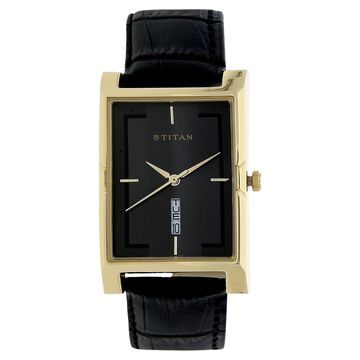 Titan Anthracite Dial Analog with Day and Date Leather Strap watch for Men