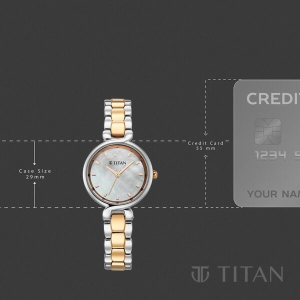 Titan Workday Edit Quartz Analog Mother Of Pearl Dial Two Toned Stainless Steel Strap Watch For Women - image number 3