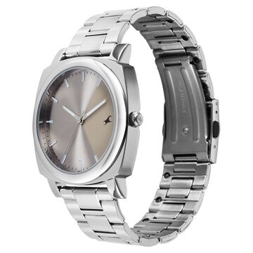 Fastrack Stunners X Quartz Analog Grey Dial Stainless Steel Strap Watch For Guys