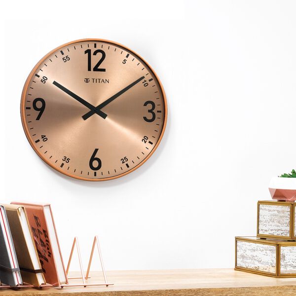 Sunray Finish Slim Wall Clock in Rose Gold - 36 cm x 36 cm (Medium) - image number 1