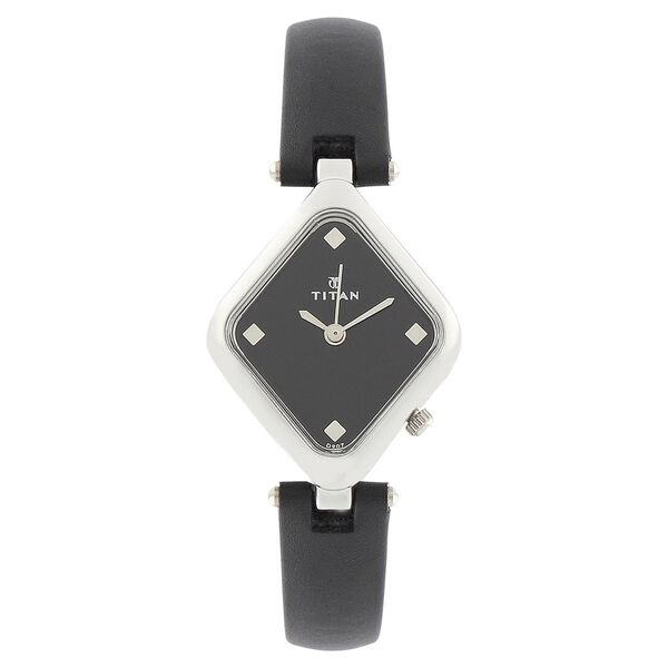 Titan Quartz Analog Black Dial Leather Strap Watch for Women - image number 0