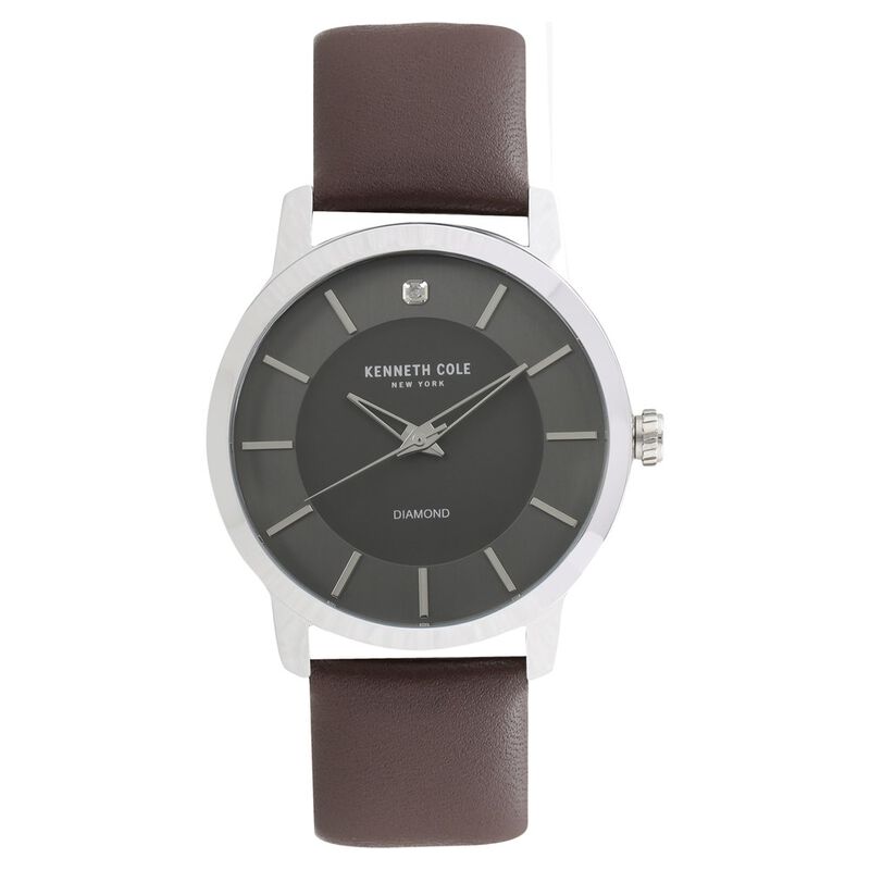 Kenneth Cole Quartz Analog Grey Dial Leather Strap Watch for Men - image number 0