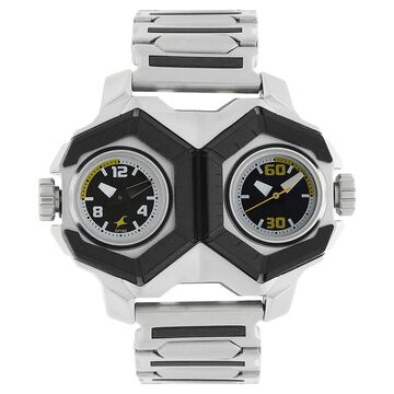 Fastrack Motorheads Quartz Analog Black Dial Stainless Steel Strap Watch for Guys