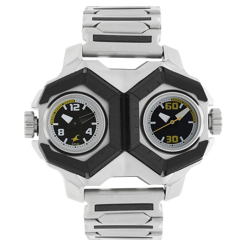 Fastrack Motorheads Quartz Analog Black Dial Stainless Steel Strap Watch for Guys