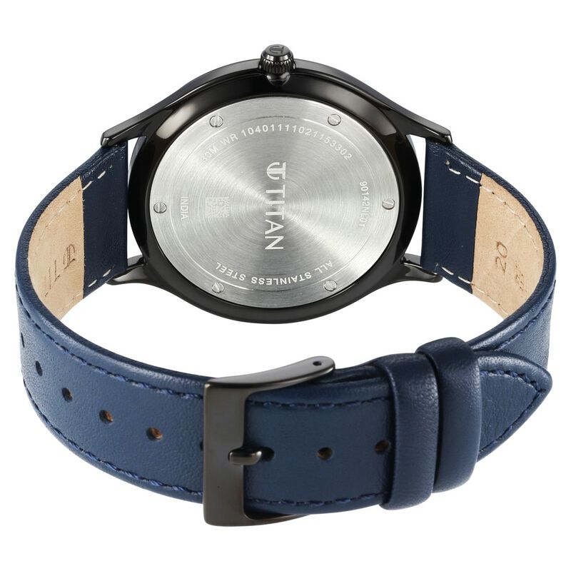 Titan Classique Slimline Blue Dial Analog with Date Leather Strap watch for Men - image number 4