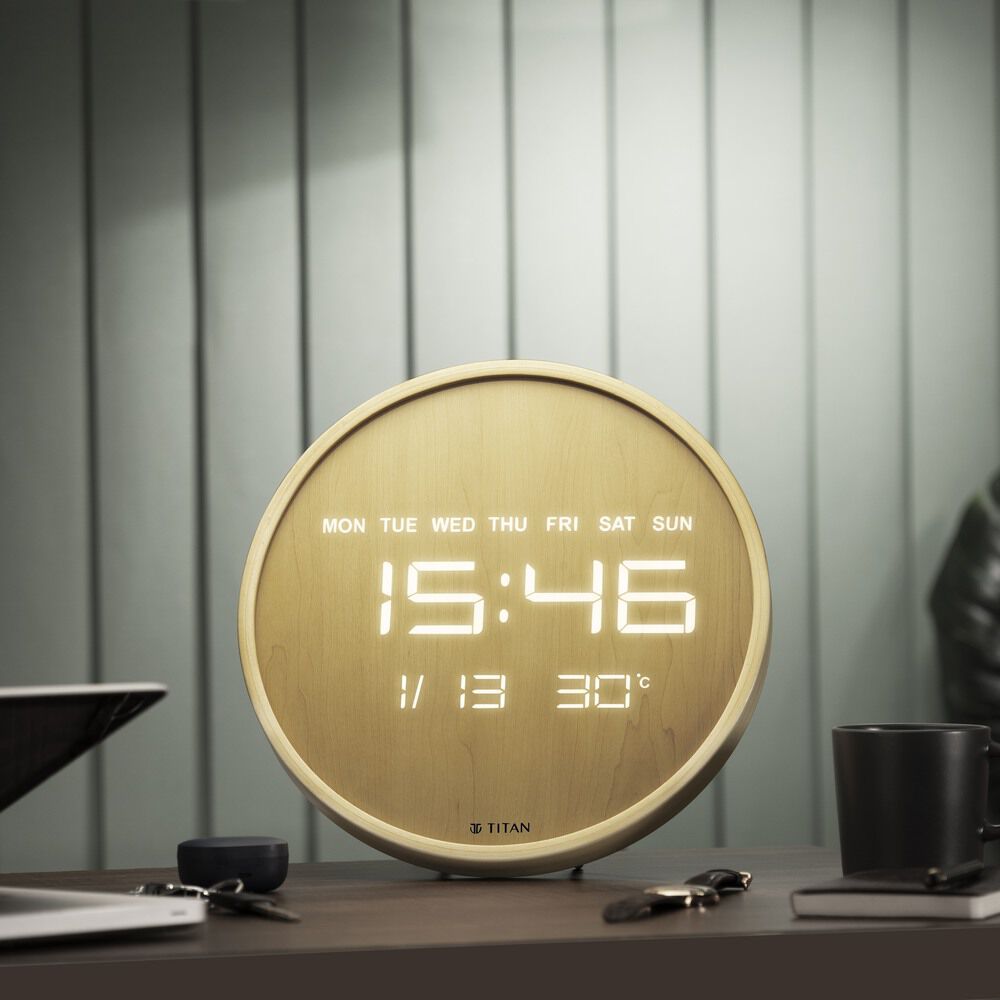 Buy Online Titan Wood Grain LED Digital Clock w0082wd01 Titan
