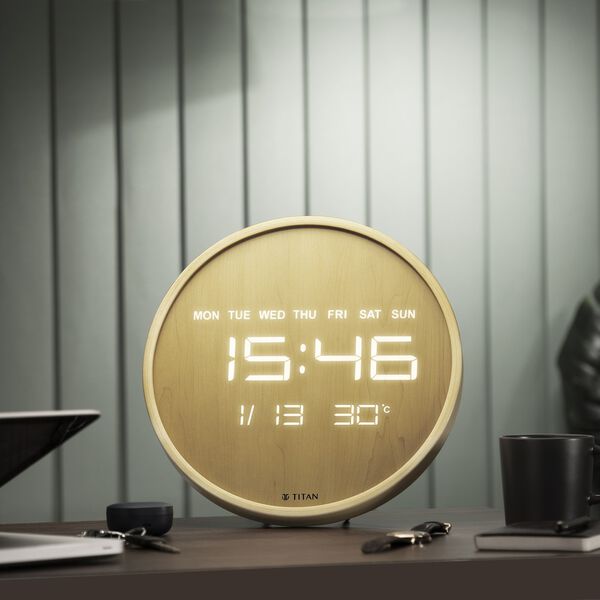 Titan Wood-Grain LED Digital Clock - 32 cm x 32 cm (Medium) - image number 0