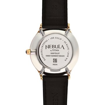 Titan Nebula Divinity 18k Gold Analog with embossed figure of godess Lakshmi Leather Strap Watch for women 