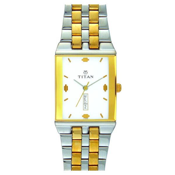 Titan Quartz Analog White Dial Stainless Steel Strap Watch for Men - image number 0
