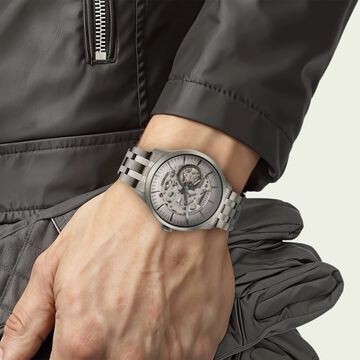 Titan Metal Mechanicals Silver Dial Silver Stainless Steel Strap Watch for Men