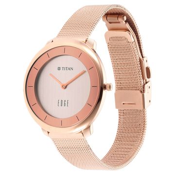 Titan Edge Rose Gold Dial Analog Stainless Steel Strap watch for Women