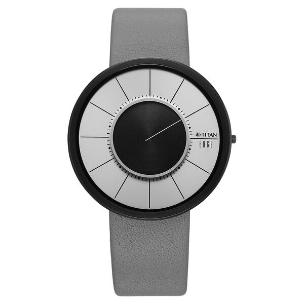 Titan Edge UltraSlim Quartz Analog Grey Dial Grey Leather Strap Watch For Men - image number 0