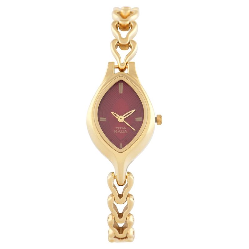 Titan Raga Red Dial Analog Stainless Steel Strap watch for Women