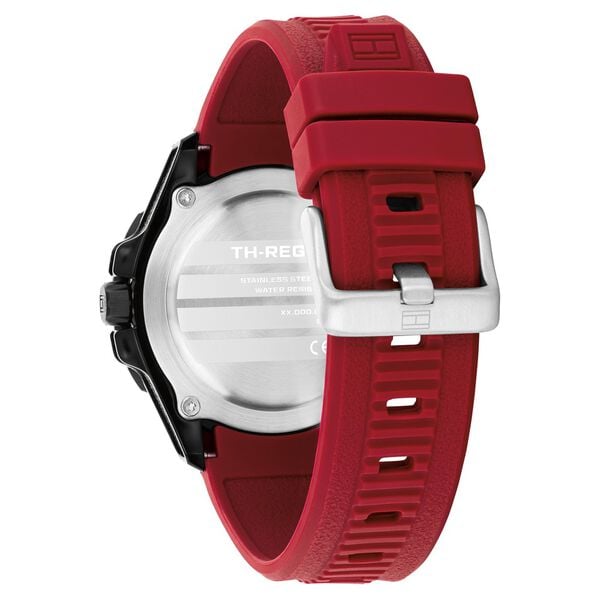 Tommy Hilfiger Quartz Analog Black Dial Red Silicone Strap Watch For Men - image number 2