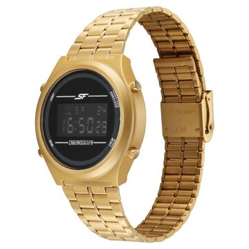 SF CirQle Digital Black Dial Golden Stainless Steel Strap Watch For Men