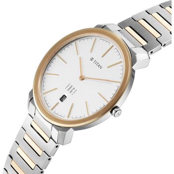 Edge Meister Quartz Analog with Date White Dial Rose Gold Titanium Strap Watch For Men