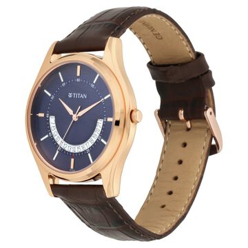 Titan Lagan Blue Dial Analog Leather Strap Watch for Men