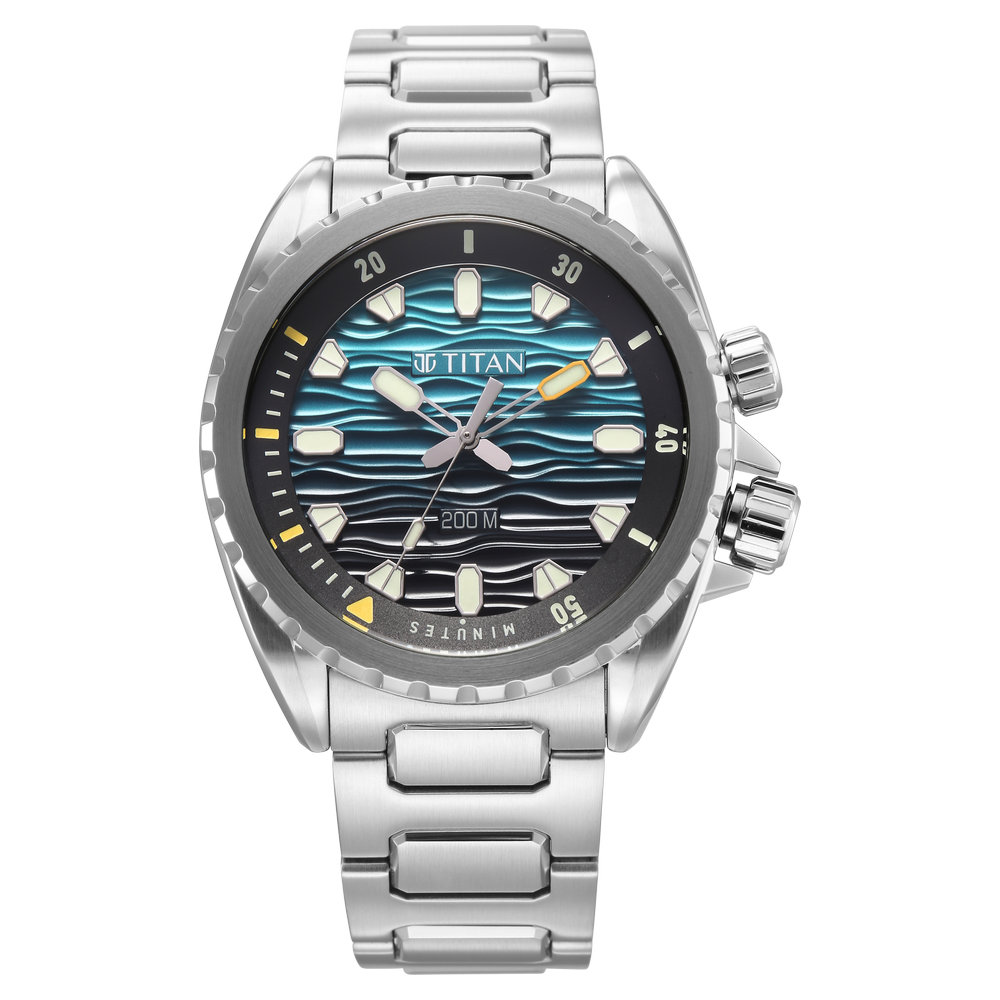 Titan Zero Hour Diver's 200m Analog with Blue Dial Silver Stainless Steel Strap Watch for Men-image-11