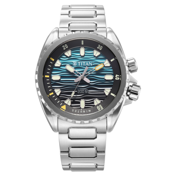 Titan Zero Hour Diver's 200m Analog with Blue Dial Silver Stainless Steel Strap Watch for Men