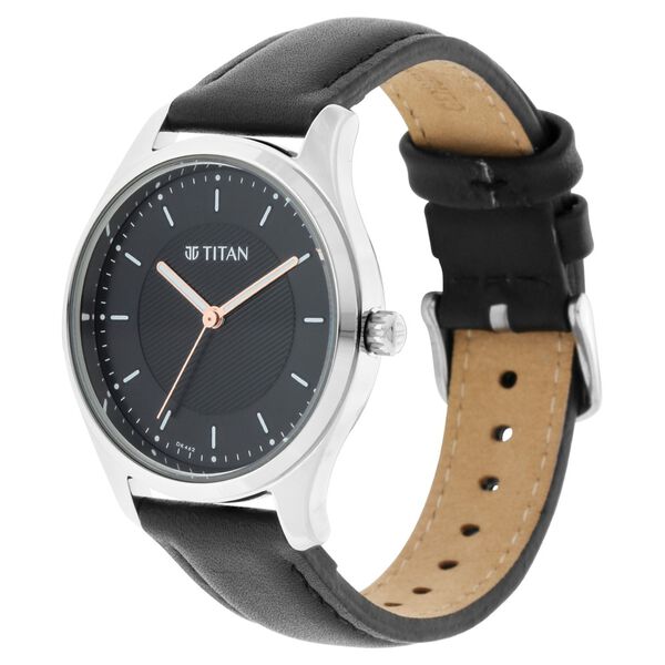 Titan Workwear Black Dial Women Watch With Leather Strap - image number 2