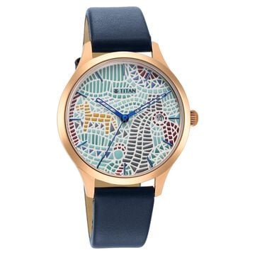 Titan Punjab Collection Multicoloured Dial Analog with Date Leather Strap watch for Women