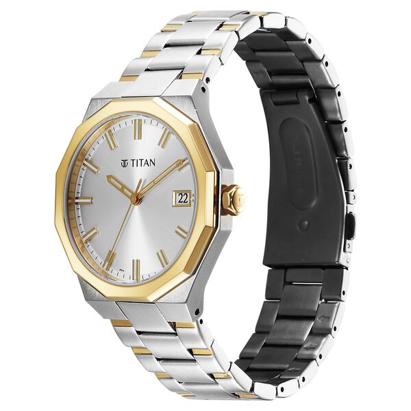 Titan Regalia Dodecagon Quartz Analog with Date Silver Dial Two Toned Stainless Steel Strap Watch For Men - image number 4