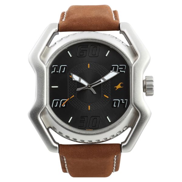 Fastrack Quartz Analog Black Dial Leather Strap Watch for Guys - image number 0
